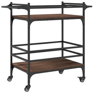 vidaXL barna t&ouml;lgysz&iacute;nű szerelt fa konyhai kocsi 82 x 40 x 78,5 cm