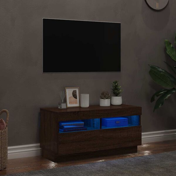 vidaXL barna tölgyszínű TV-szekrény LED-világítással 80 x 35 x 40 cm