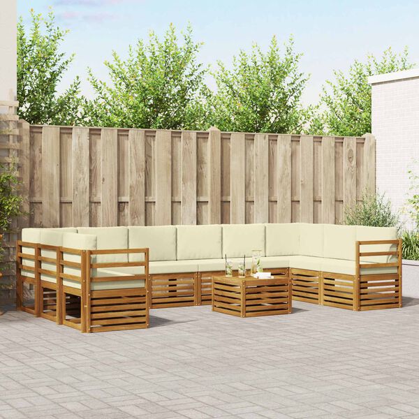 vidaXL Szegment&aacute;lt kanap&eacute; szett 11 pcs Term&eacute;szetes &eacute;s kr&eacute;msz&iacute;nű