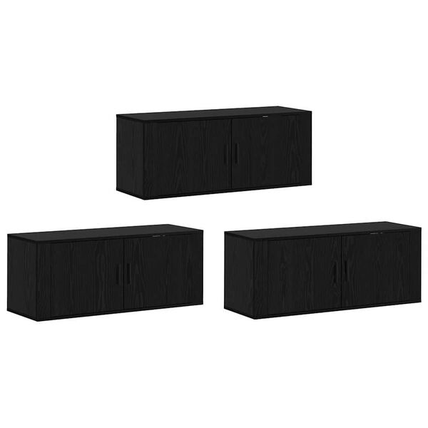 vidaXL Fali TV szekr&eacute;ny szett 3 pcs Fekete t&ouml;lgy 100 x 34,5 x 40 cm