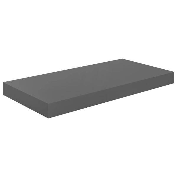 vidaXL 2 db magasfényű szürke MDF lebegő fali polc 50 x 23 x 3,8 cm