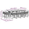 vidaXL 13 r&eacute;szes sz&uuml;rke polyrattan kerti &eacute;tkezőgarnit&uacute;ra p&aacute;rn&aacute;kkal