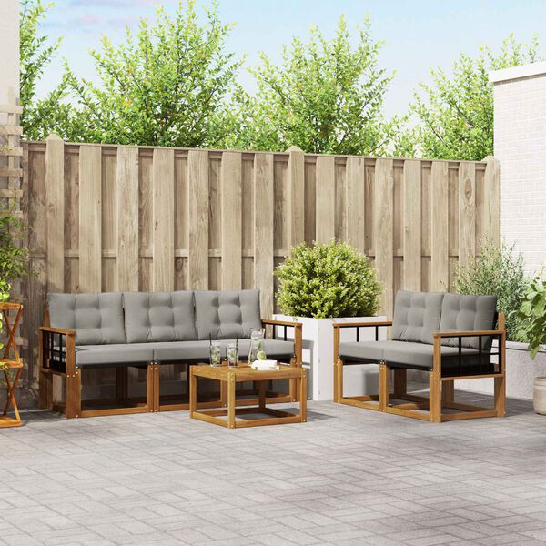 vidaXL K&uuml;lt&eacute;ri kanap&eacute; szett 6 pcs Term&eacute;szetes &eacute;s Vil&aacute;gossz&uuml;rke