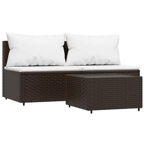 vidaXL 3 r&eacute;szes barna polyrattan kerti &uuml;lőgarnit&uacute;ra p&aacute;rn&aacute;val