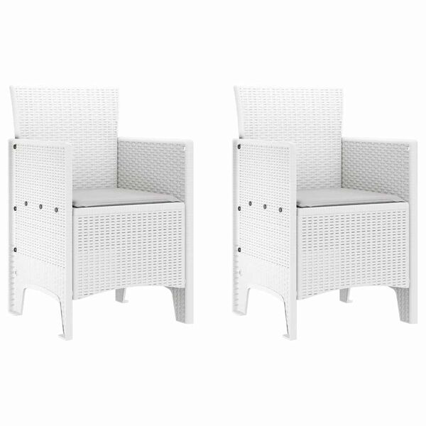 vidaXL Kerti Sz&eacute;k p&aacute;rn&aacute;val 2 pcs Feh&eacute;r 53 x 49 x 85 cm Polipropil&eacute;n