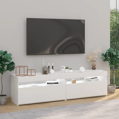 vidaXL 2 db magasfényű fehér TV-szekrény LED-világítással 75x35x40 cm