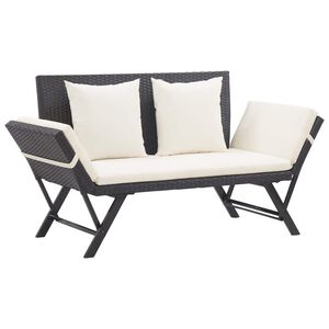 vidaXL fekete polyrattan kerti pad p&aacute;rn&aacute;val 176 cm