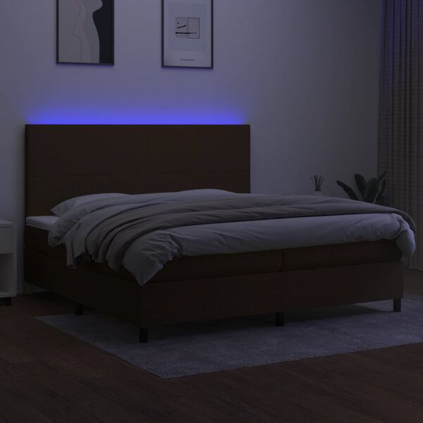 vidaXL barna sz&ouml;vet rug&oacute;s &eacute;s LED-es &aacute;gy matraccal 200x200 cm