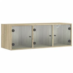 vidaXL sonoma t&ouml;lgy sz&iacute;nű faliszekr&eacute;ny &uuml;vegajt&oacute;kkal 102 x 37 x 35 cm