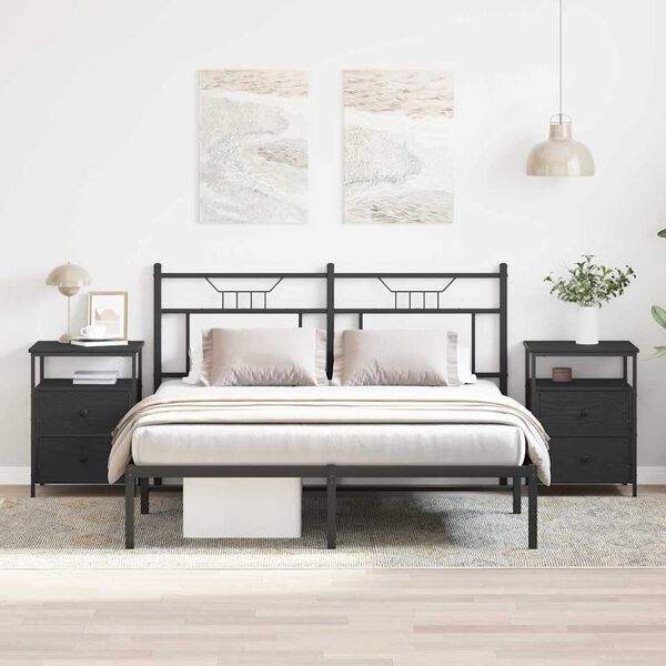 vidaXL &Eacute;jjeliszekr&eacute;ny 2 pcs Fekete t&ouml;lgy 34 x 35,5 x 50 cm Faanyag