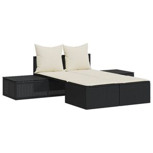 vidaXL fekete polyrattan dupla napoz&oacute;&aacute;gy p&aacute;rn&aacute;val