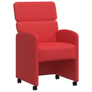 vidaXL Kerekes &Eacute;tkező Sz&eacute;kek 2 db Műbőr Piros 58 x 65 x 98 cm