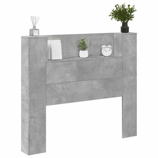vidaXL Fejt&aacute;mla polcokkal Beton Sz&uuml;rke 120 x 16,5 x 103,5 cm Faanyag
