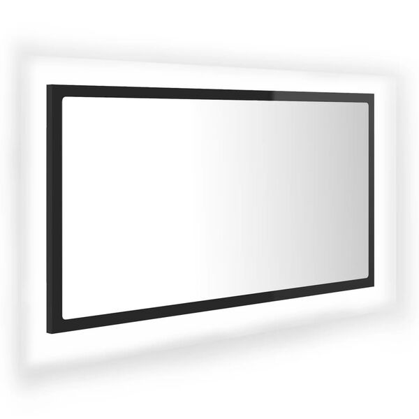 vidaXL magasf&eacute;nyű fekete akril LED-es f&uuml;rdőszobat&uuml;k&ouml;r 80x8,5x37 cm