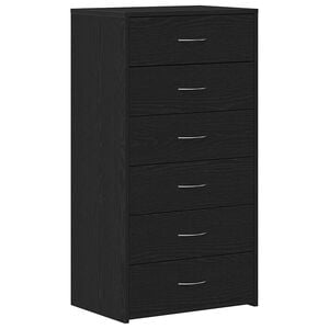 vidaXL fekete t&ouml;lgy sz&iacute;nű szerelt fa kom&oacute;d 6 fi&oacute;kkal 50 x 34 x 96 cm