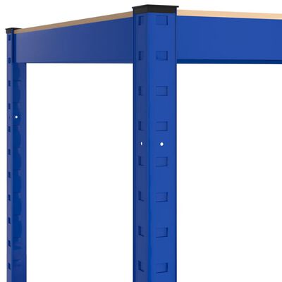 vidaXL 5 szintes kék acél és szerelt fa tárolópolc