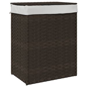 vidaXL s&ouml;t&eacute;tbarna polyrattan szennyeskos&aacute;r fed&eacute;llel 46x33x60 cm