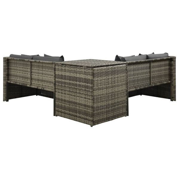 vidaXL 4 részes szürke polyrattan kerti ülőgarnitúra párnákkal