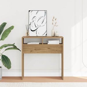 vidaXL k&eacute;zműves t&ouml;lgy sz&iacute;nű szerelt fa doh&aacute;nyz&oacute;asztal 78 x 30 x 80 cm