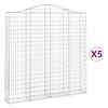 vidaXL 5 db &iacute;ves horganyzott vas gabion kos&aacute;r 200x30x200/220 cm