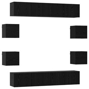 vidaXL TV szekr&eacute;ny garnit&uacute;ra 8 pcs 80 x 30 x 30 cm Fekete T&ouml;lgy