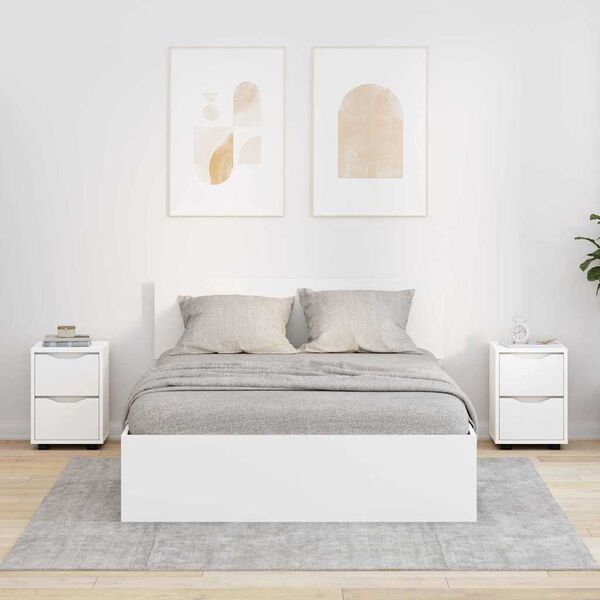 vidaXL Éjjeliszekrények fiókkal 2 pcs Fehér 30,5 x 30 x 43 cm Faanyag