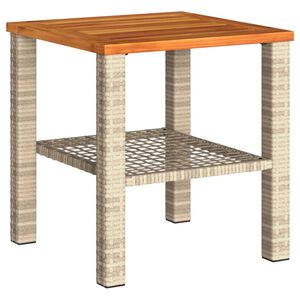 vidaXL b&eacute;zs polyrattan &eacute;s ak&aacute;cfa kerti asztal 40 x 40 x 42 cm