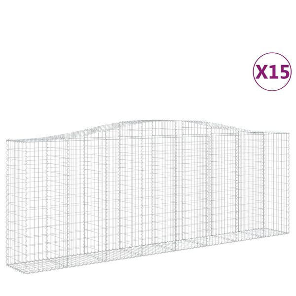 vidaXL 15 db íves horganyzott vas gabion kosár 400x50x140/160 cm