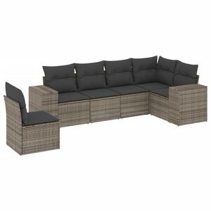 vidaXL 6 r&eacute;szes sz&uuml;rke polyrattan kerti &uuml;lőgarnit&uacute;ra p&aacute;rn&aacute;kkal