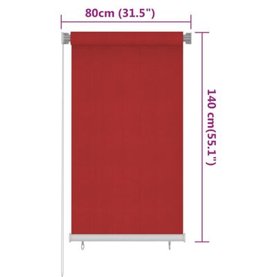 vidaXL piros kültéri HDPE roló 80 x 140 cm