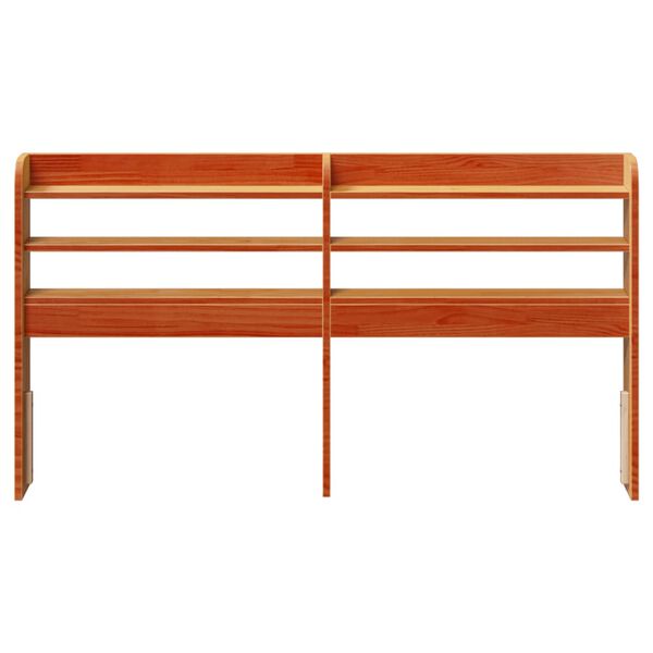 vidaXL viaszbarna tömör fenyőfa fejtámla polcokkal 160 cm