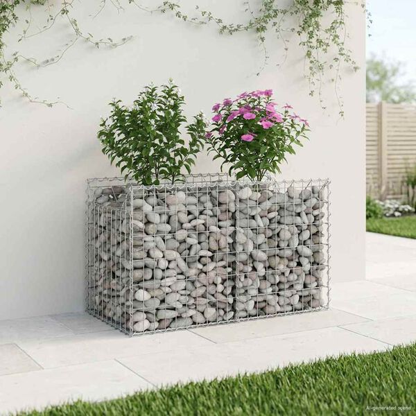 vidaXL Gabion emelt &aacute;gy Ez&uuml;st 100 x 50 x 60 cm Horganyzott ac&eacute;l