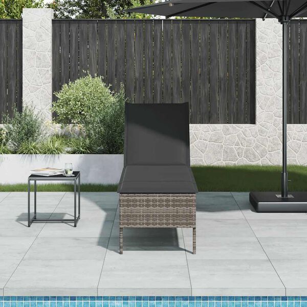 vidaXL sz&uuml;rke polyrattan napoz&oacute;&aacute;gy p&aacute;rn&aacute;val 55x200x44 cm