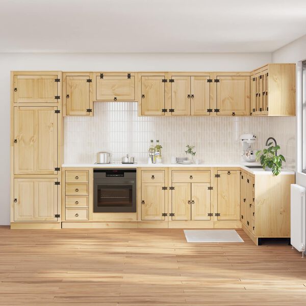 vidaXL Cabinet fi&oacute;kkal polcokkal t&aacute;rol&oacute;val 14 pcs M&eacute;z T&ouml;m&ouml;r fenyőfa