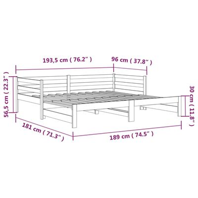 vidaXL tömör fenyőfa kihúzható kanapéágy 2x(90x190) cm