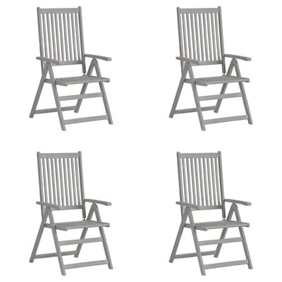 vidaXL 4 db szürke tömör akácfa kerti dönthető szék