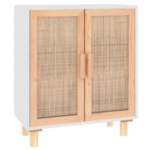 vidaXL feh&eacute;r t&ouml;m&ouml;r fenyő/term&eacute;szetes rattan t&aacute;lal&oacute;szekr&eacute;ny 60x30x70 cm