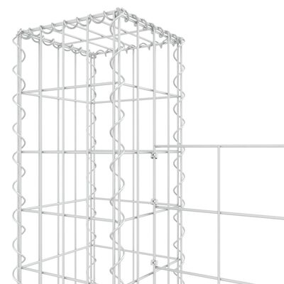 vidaXL U-alakú vas gabionkosár 4 oszloppal 380 x 20 x 200 cm