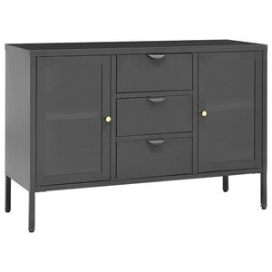 vidaXL antracitsz&uuml;rke ac&eacute;l &eacute;s edzett &uuml;veg t&aacute;lal&oacute;szekr&eacute;ny 105x35x70 cm