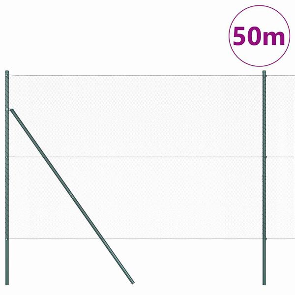 vidaXL Ker&iacute;t&eacute;soszlop Sz&uuml;rke 50 x 1,5 m (13 mm h&aacute;l&oacute;s) Ac&eacute;l &eacute;s PVC
