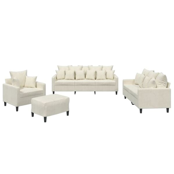 vidaXL 4 r&eacute;szes kr&eacute;m b&aacute;rsony &uuml;lőgarnit&uacute;ra p&aacute;rn&aacute;kkal