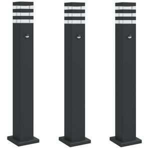 vidaXL 3 db fekete alum&iacute;nium k&uuml;lt&eacute;ri &aacute;ll&oacute;l&aacute;mpa &eacute;rz&eacute;kelővel 80 cm