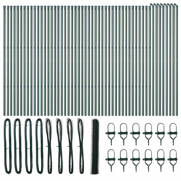 vidaXL Ker&iacute;t&eacute;s oszlopokkal Z&ouml;ld 1 x 100 m PVC-bevonatos ac&eacute;l