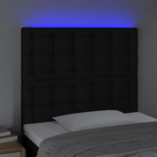 vidaXL fekete szövet LED-es fejtámla 80x5x118/128 cm