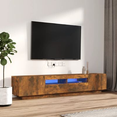 vidaXL 2 részes füstös tölgyszínű fa TV-szekrény szett LED-lámpákkal