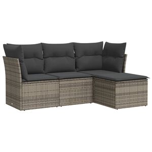vidaXL 4 r&eacute;szes sz&uuml;rke polyrattan kerti &uuml;lőgarnit&uacute;ra p&aacute;rn&aacute;kkal