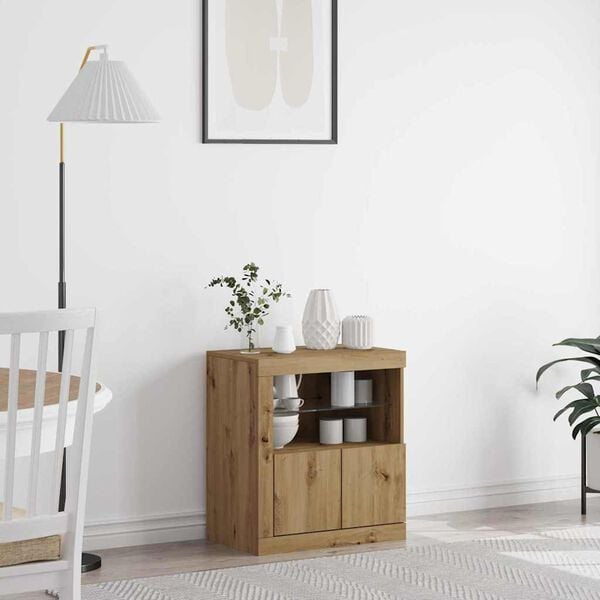 vidaXL Széf LED -es lámpákkal Barna 60.5 x 37 x 67 cm Faanyag