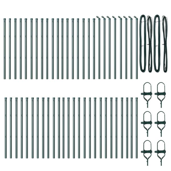 vidaXL Kerítésoszlop Egyéb 52 pcs Zöld 3,2 x 3,2 x 100 cm Acél