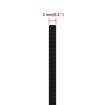 vidaXL fekete poliészter munkakötél 2 mm 25 m