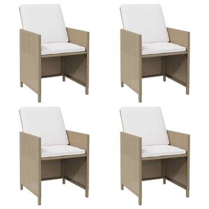 vidaXL 4 db b&eacute;zs polyrattan kerti &eacute;tkezősz&eacute;k p&aacute;rn&aacute;val